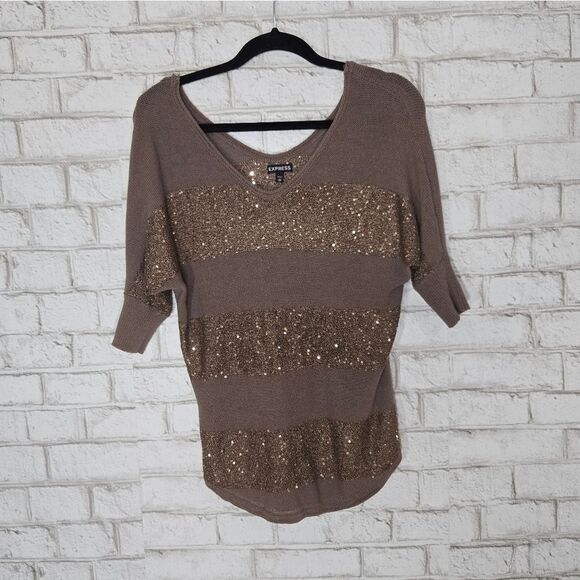 Express gold sequin sweater - Picture 1 of 14